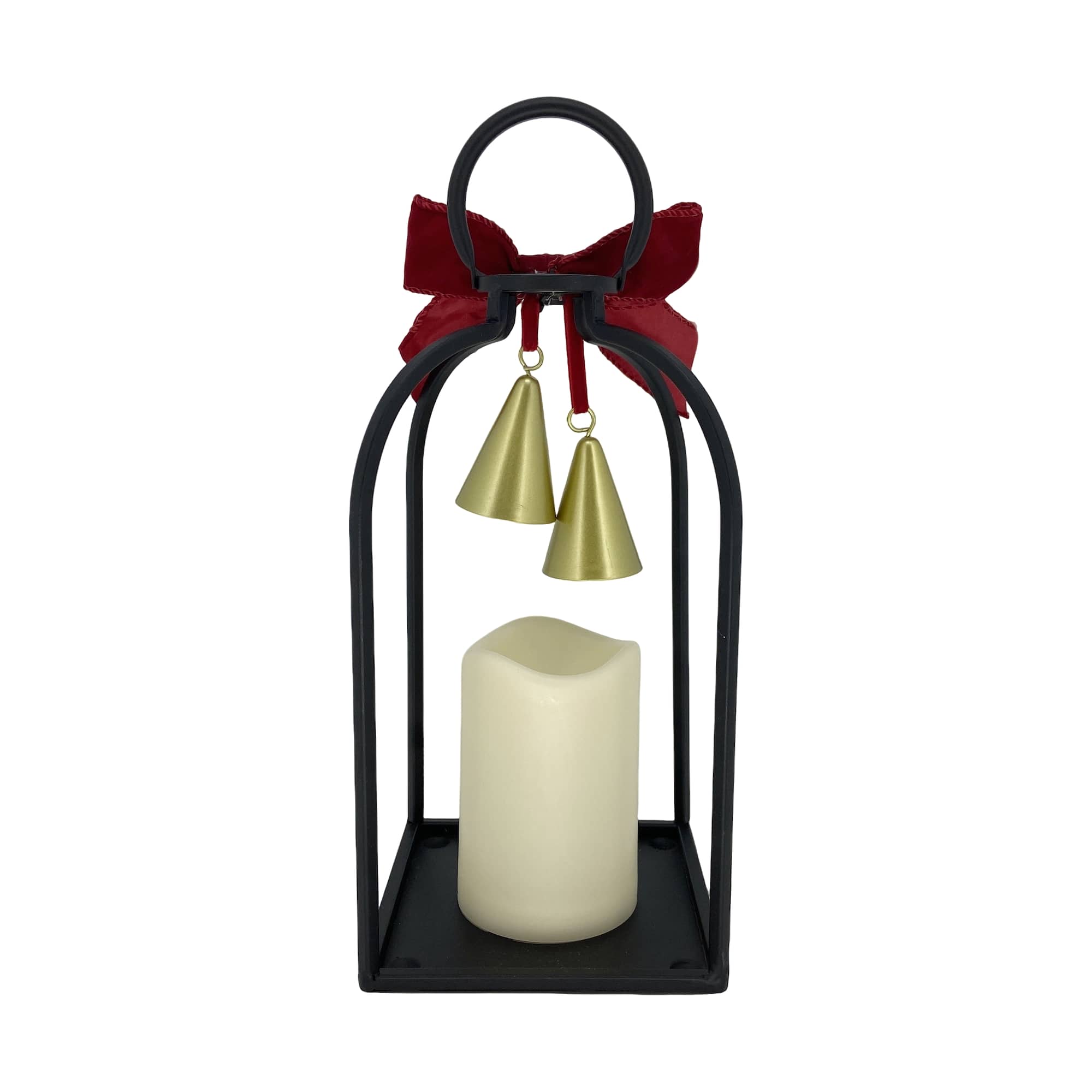 Red Bow & Bells LED Pillar Lighted Lantern by Ashland